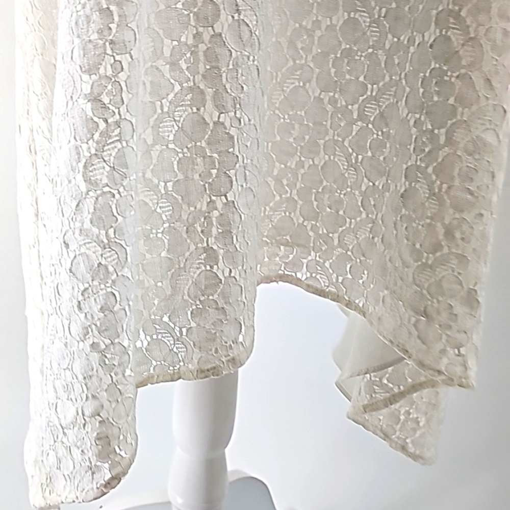 BCBGeneration White Lace Lined Loose Fit Flowy Dress Thin Straps Dainty Summer - Picture 6 of 11